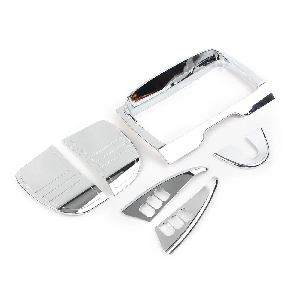 Tri Line Gauge Stereo Accent Set For Harley Touring Street Glide 2014-22 Chrome