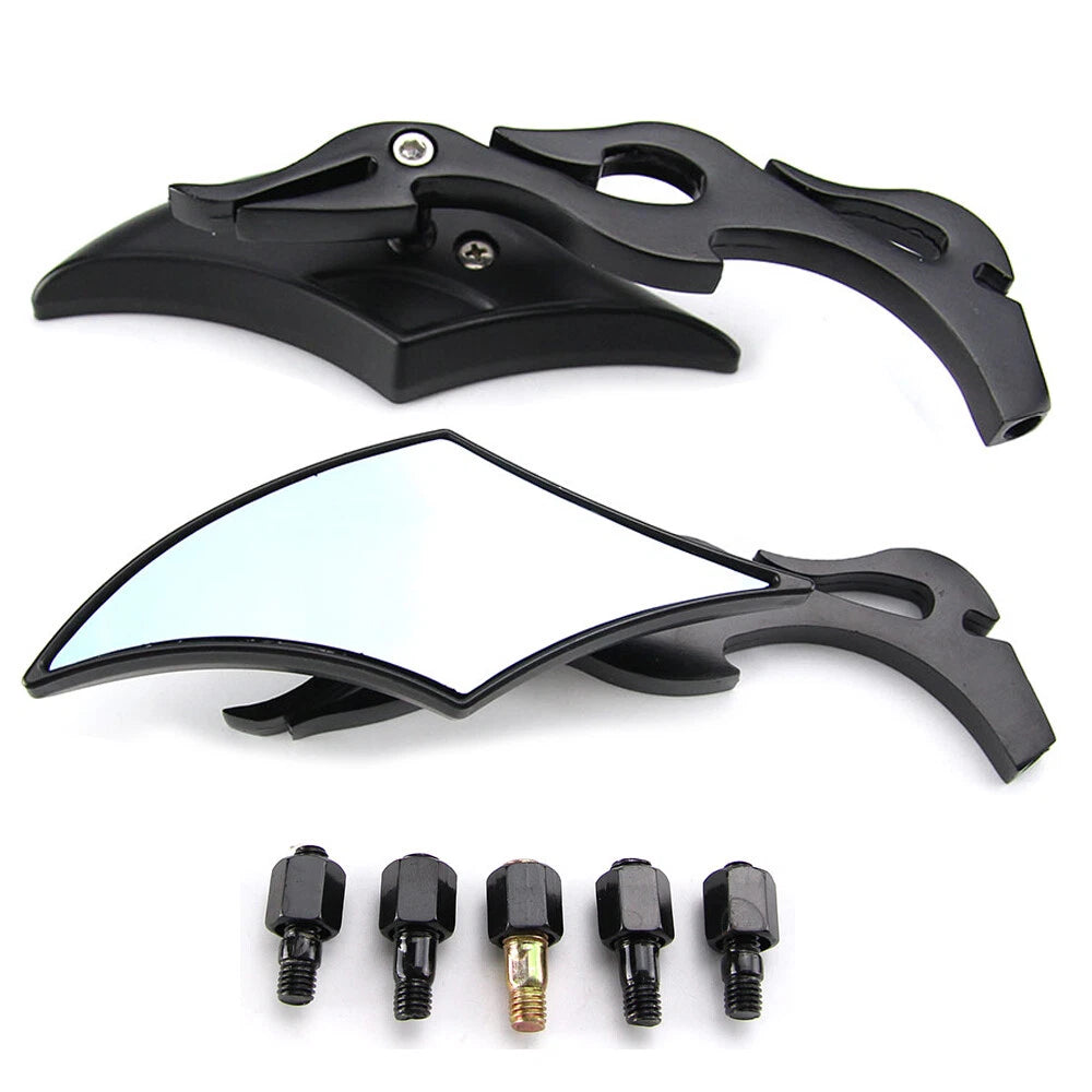 Pair Black Motorcycle Mirrors For Harley Touring Street Glide Road King Softail