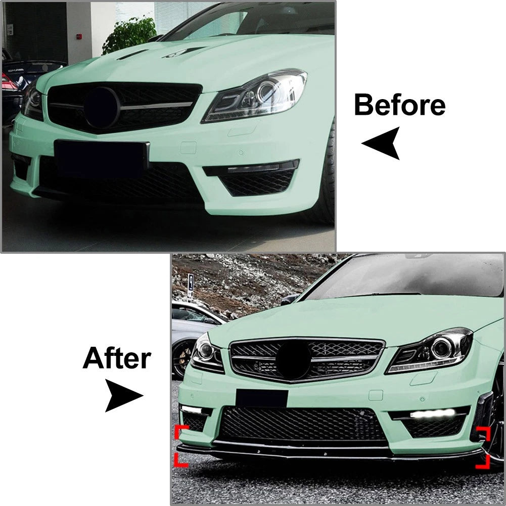 Carbon Look Front Bumper Spoiler Lip For Benz C Class W204 C63 Sedan 11-14