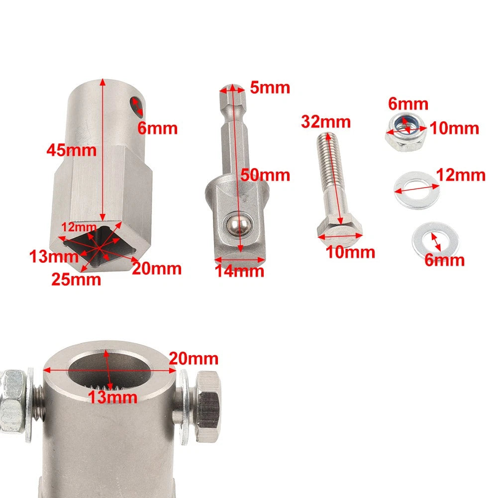Trailer Jack Crank Handle Cordless Drill Adapter W/ 1/2 Inch Socket Adapter Bit