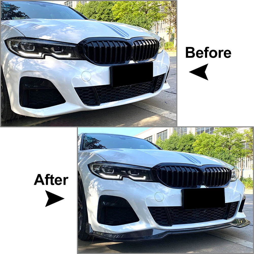 Front Bumper Lip Spoiler Splitters Carbon For BMW 3 Series G20 M Pack 2019-2022