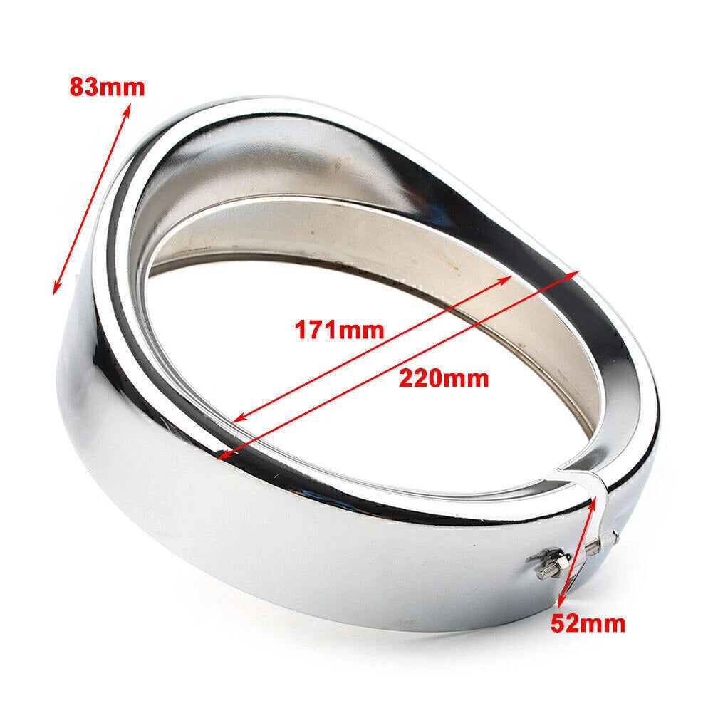 7" Headlight Passing Light Lamp Decorate Trim Ring Visor Cover Chrome for Harley