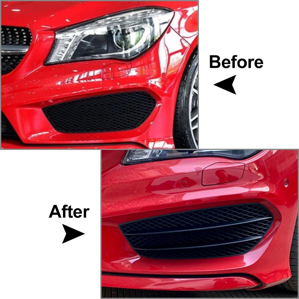 2x Front Bumper Air Vent Grille Cover Trim Black Fit For Benz CLA C117 2013-2015