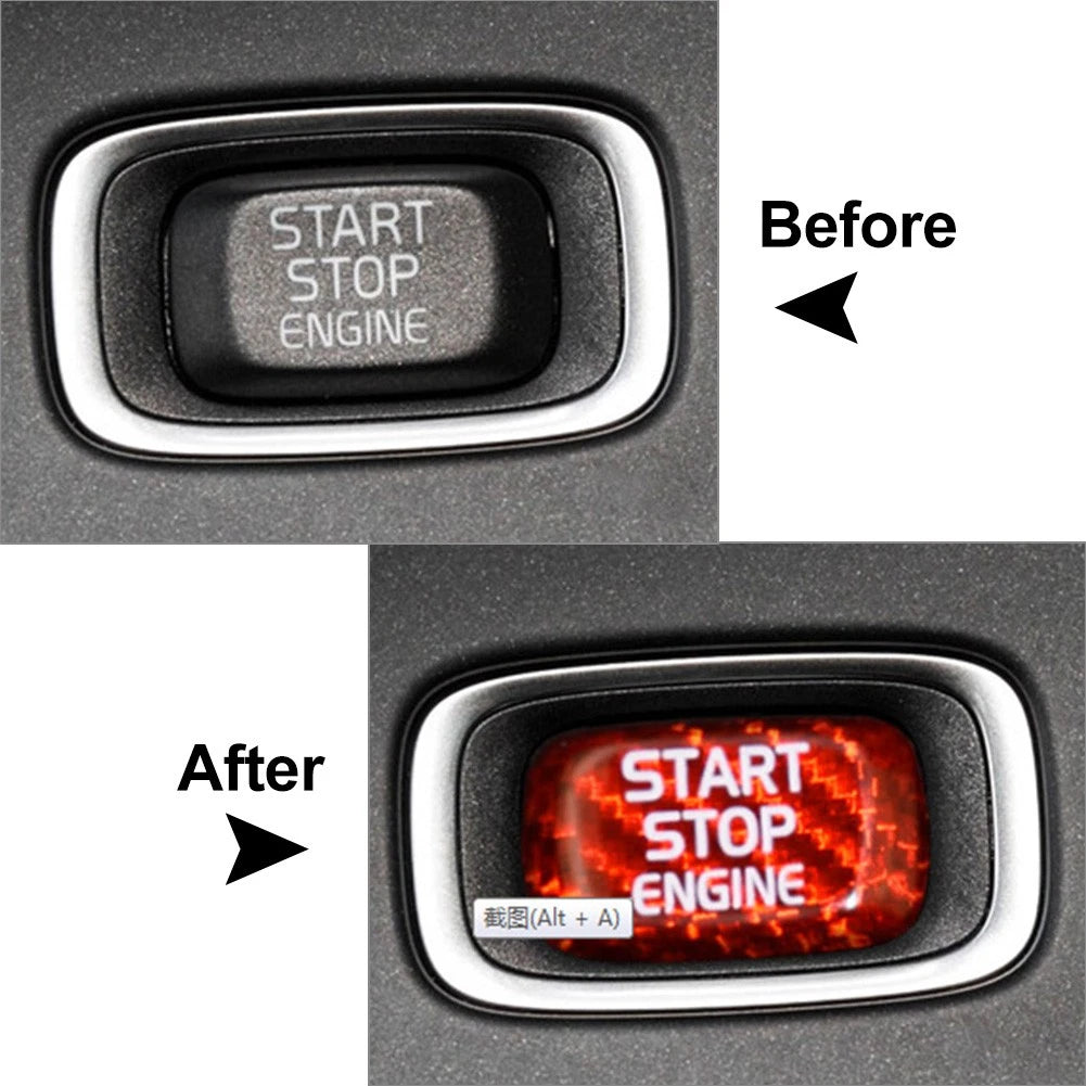 Carbon Engine Start Stop Button Sticker For Volvo V40 V60 S60L S60 XC60 S80L Blk