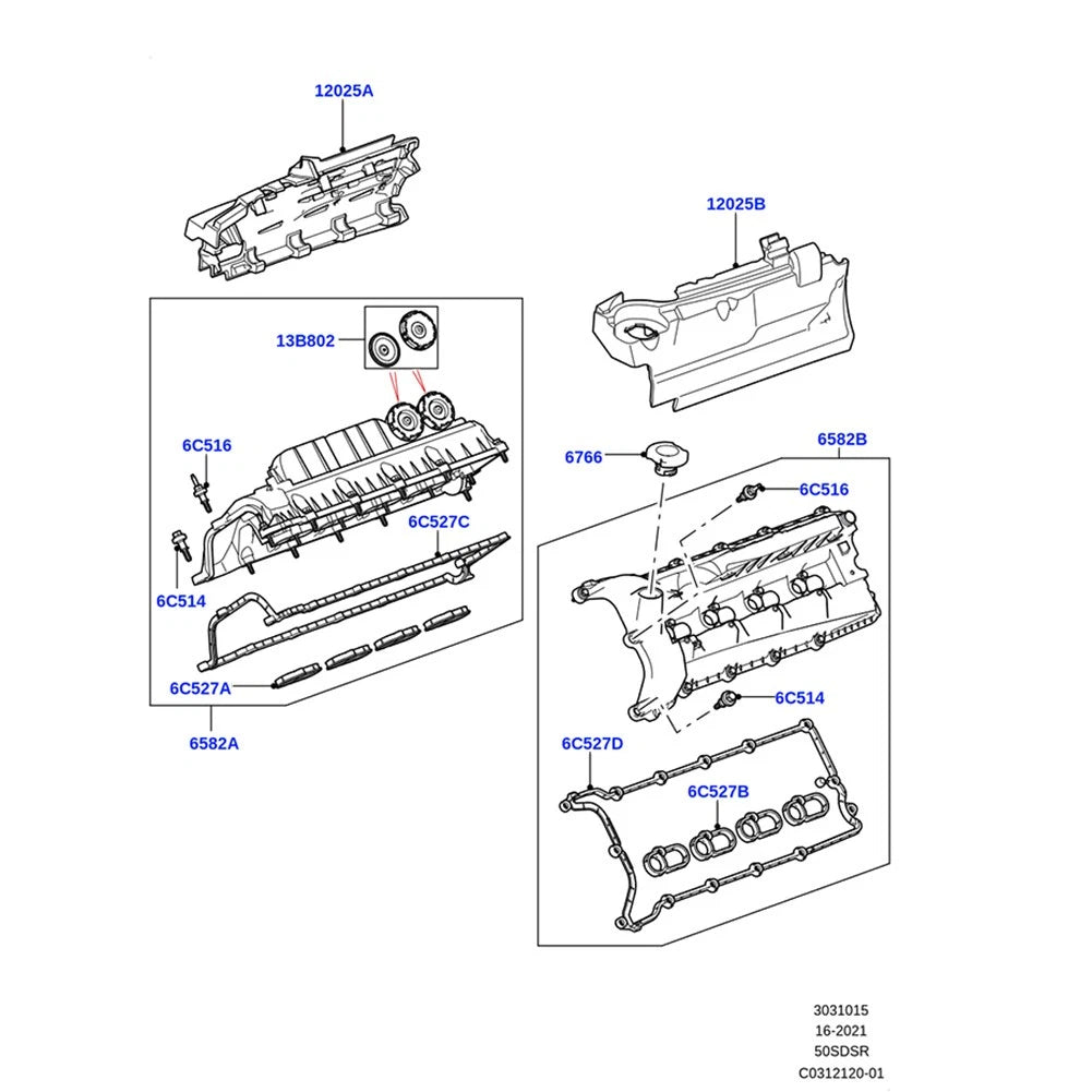 Engine Valve Cover Right Side Fit For Land Rover Range Rover Sport LR4 5.0L