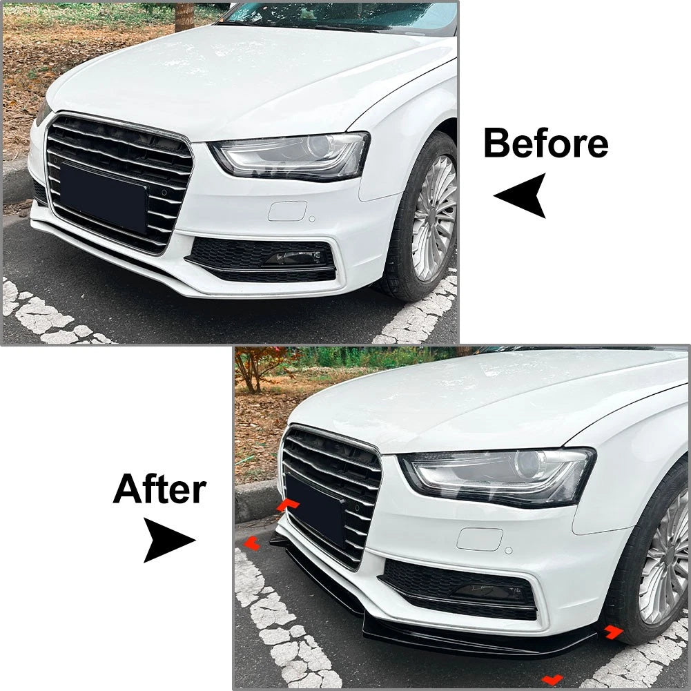 Glossy Black Front Bumper Lip Splitter For Audi A4 S4 B8.5 2013-2016
