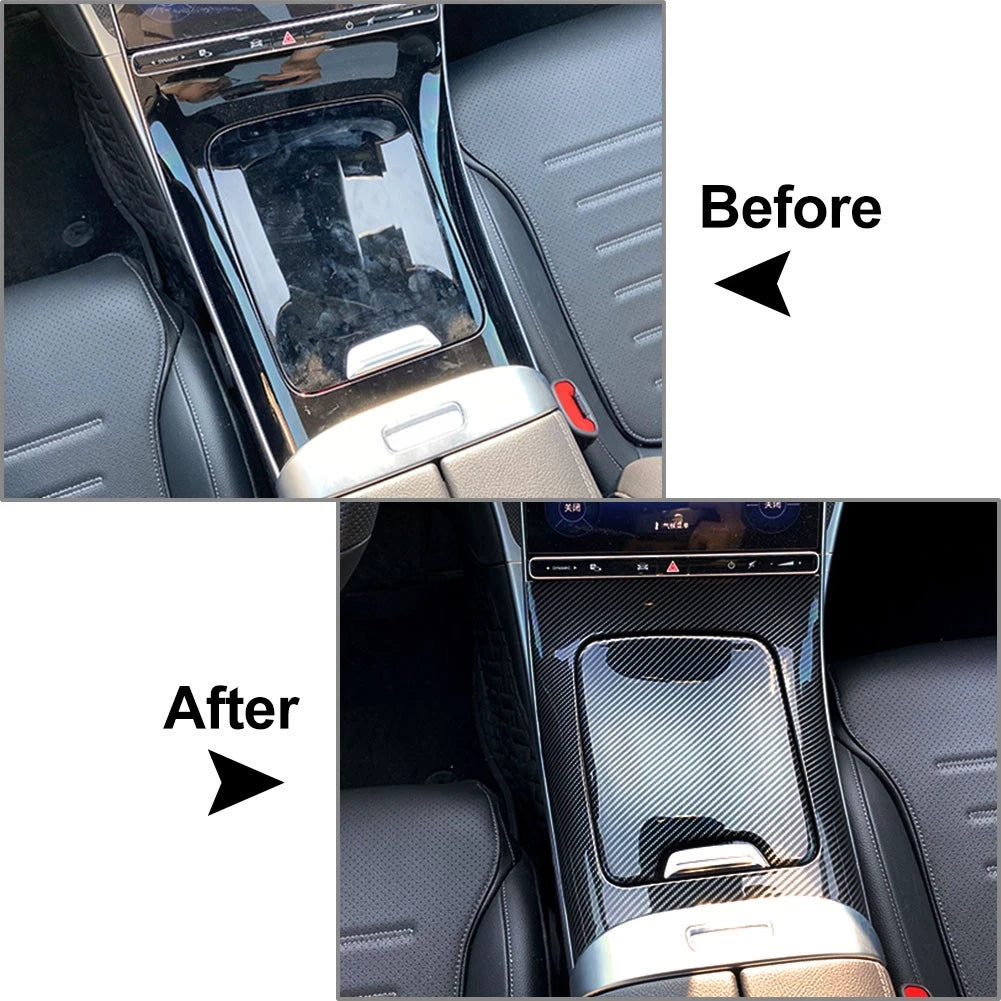 ABS Central Console Gear Shift Panel Trim For for Benz C-Class W206 Carbon Fiber