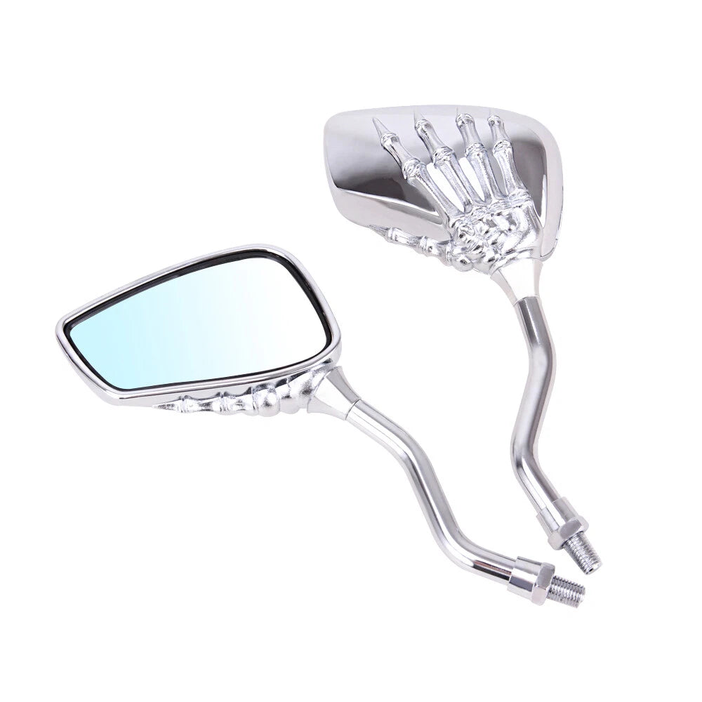 Chrome Skull Hand Motorcycle Mirrors For Kawasaki Vulcan VN 500 Honda Shadow 750