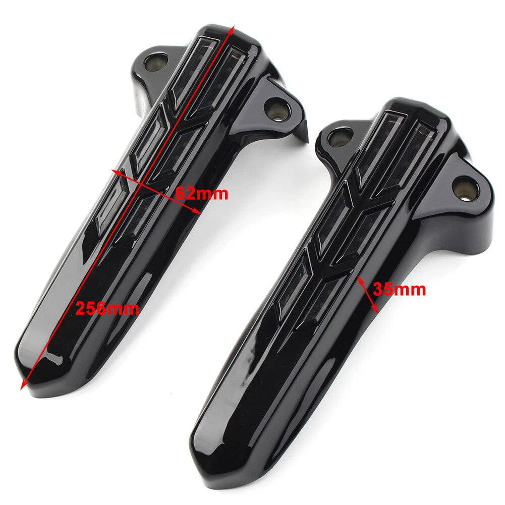 Front Lower Fork Leg Covers LED Light for Harley FLHR FLHTK FLHX 14-20 Black-Red