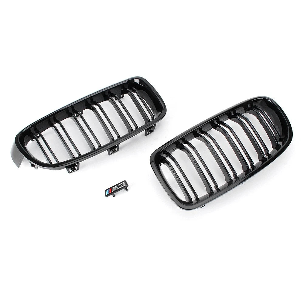Double Line Front Hood Bumper Kidney Grille Grill For BMW 3 Series F30 F31 13-19