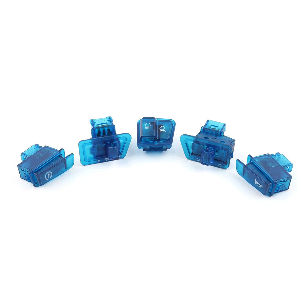 5Pcs Turn Signal Headlight Ignition Horn Switch Caps for GY6 50 125 150cc Blue