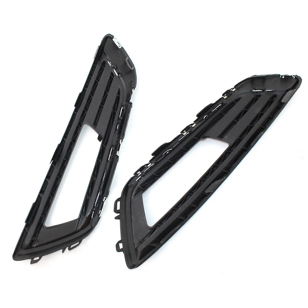 1Pair Chrome Black Front Bumper Grill Fog Light Lamp Covers Fit FORD Focus 15-17