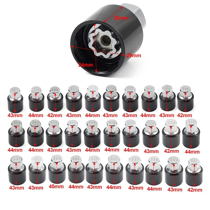 Locking Wheel Bolts Nut Key Anti-theft Screw Key Tool For Mercedes Metal 303