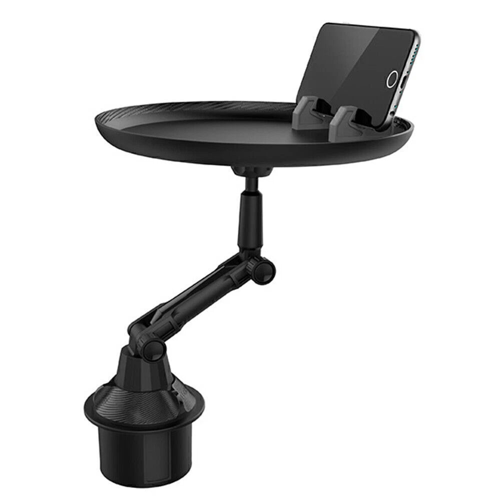 Cup Drink Holder Table Tray w/ Cell Phone Slot Coffee Stand Food Tray Long Style