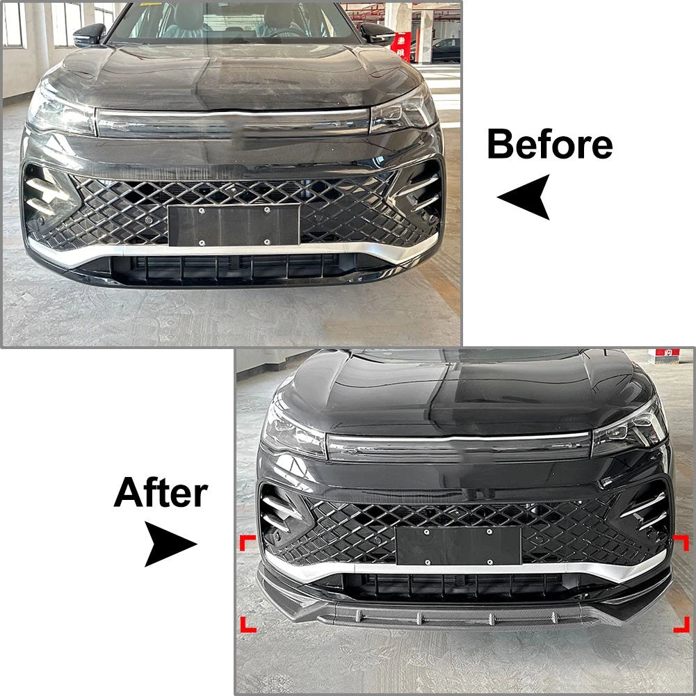 Glossy Black Front Bumper Lip Spoiler Splitter For VW Tiguan MK3 2024-2025