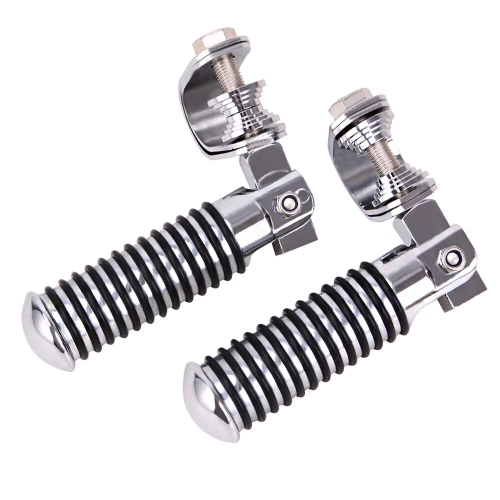 1" & 1-1/4" Universal Chrome Clamp-On Engine Guard Highway Foot Pegs For Harley