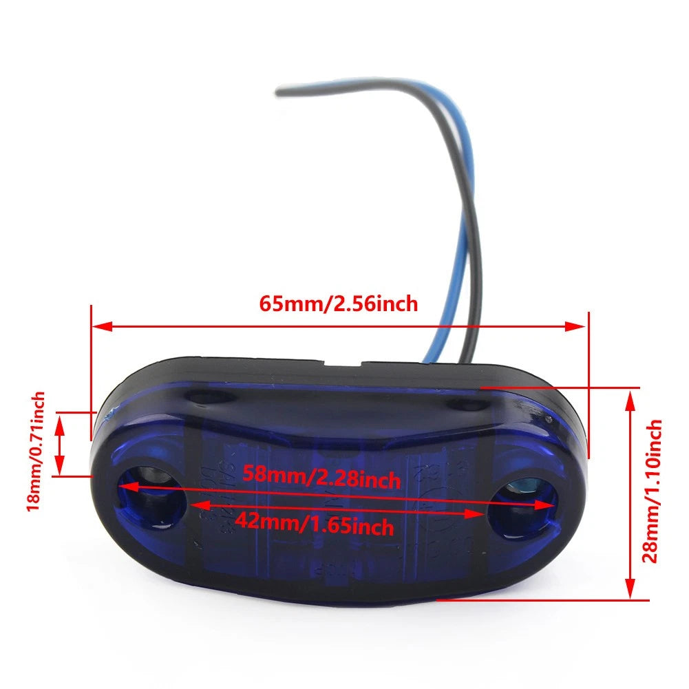2 SMD LED Side Marker Light Identification Light For Truck Trailer RV SUV Red