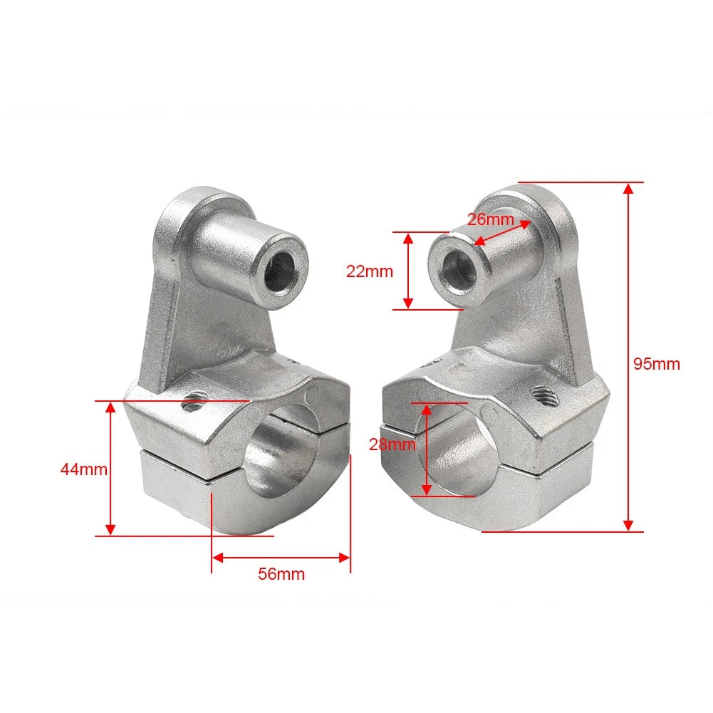 Black Motorcycle HandleBar 7/8 22mm to 11/8 28mm Fat Bar Mount Clamps Riser