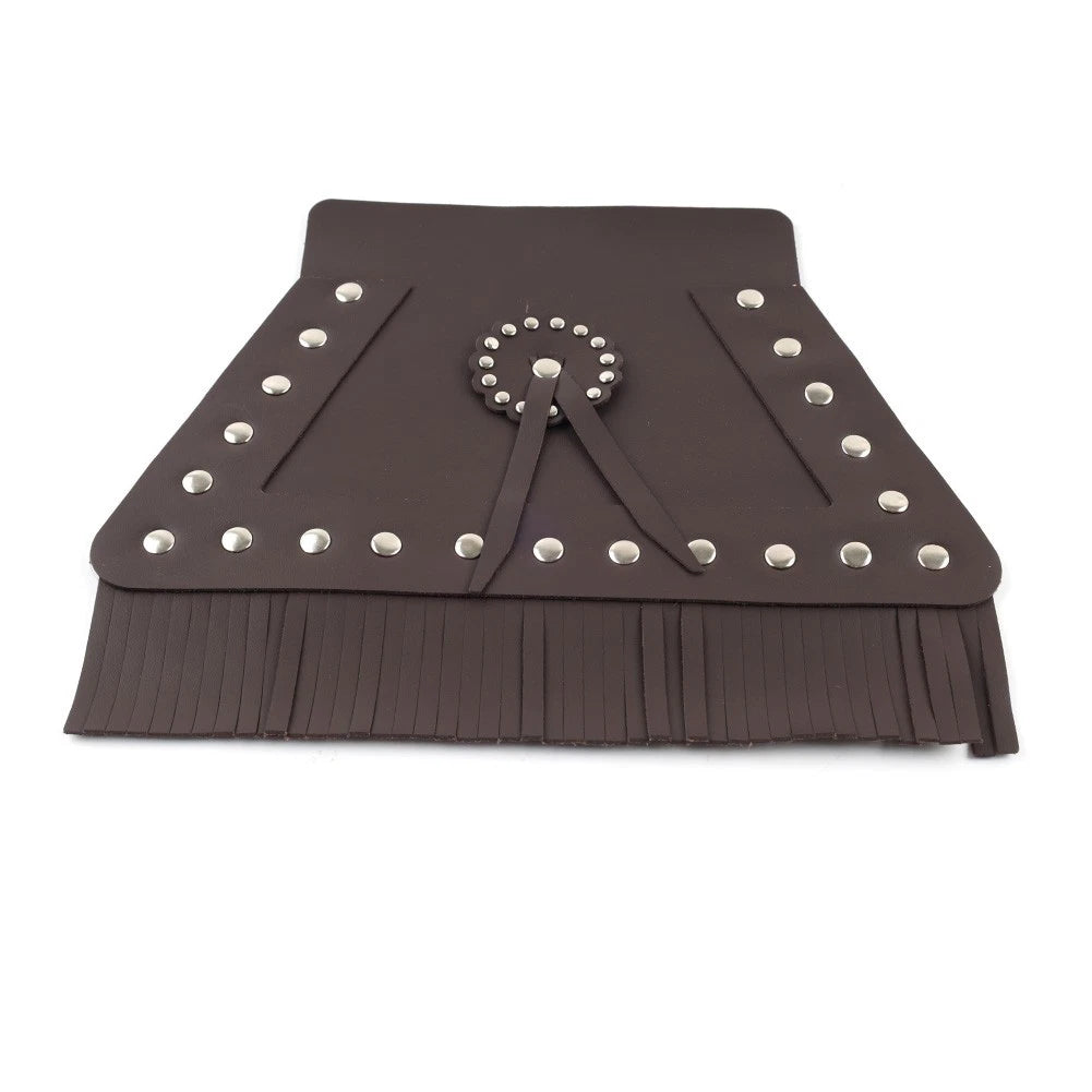PU Leather Motorcycle Rear Fender Mud Flap Cover with Fringe Brown For Harley