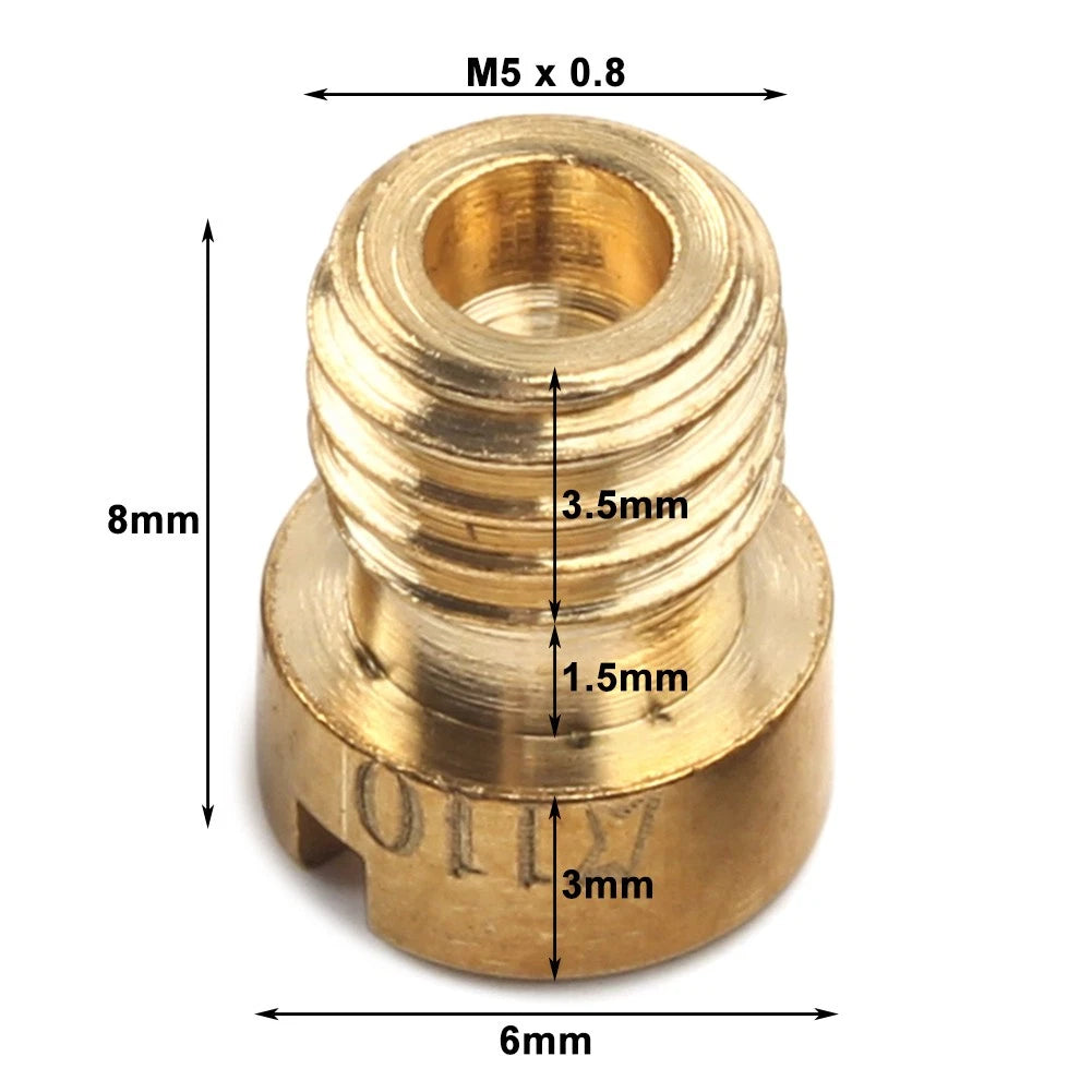 M5 Thread Motorcycle Main Jet Kit Carburetor 100-140 Size Injector Nozzle US