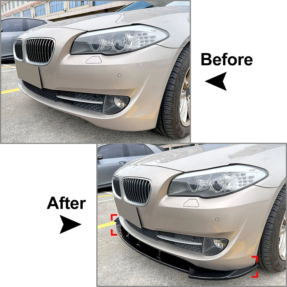 Front Bumper Spoiler Lip For BMW 5 Series F10 Standard Version 2011-2014 Black