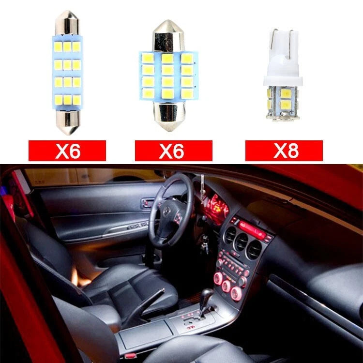 20Pcs T10 LED Light Car Bulbs Auto Lamp For Interior Dome Map Set Inside White
