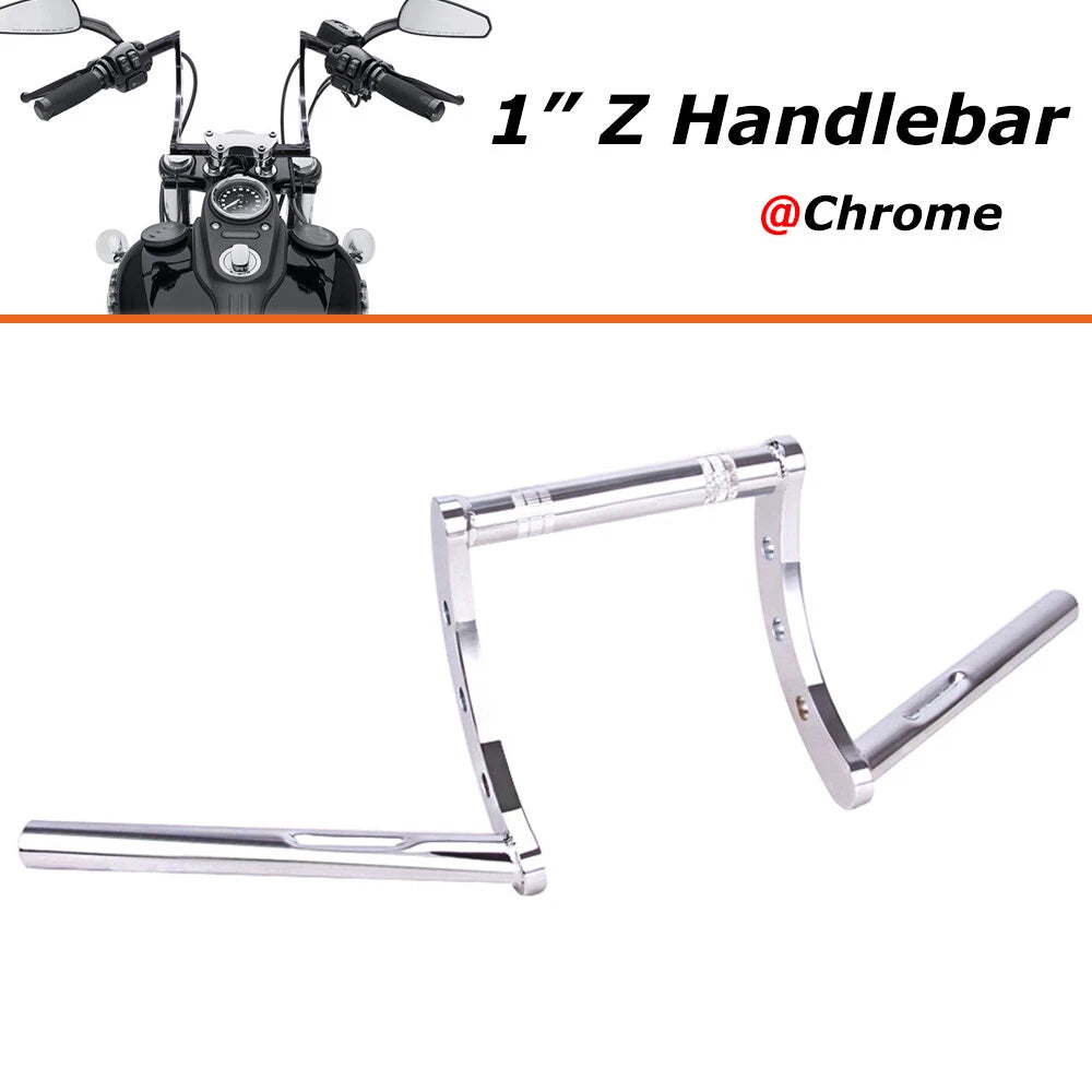 Motorcycle 1" Handlebar Z Bar Drag Bars For Harley Sportster Yamaha Suzuki Honda