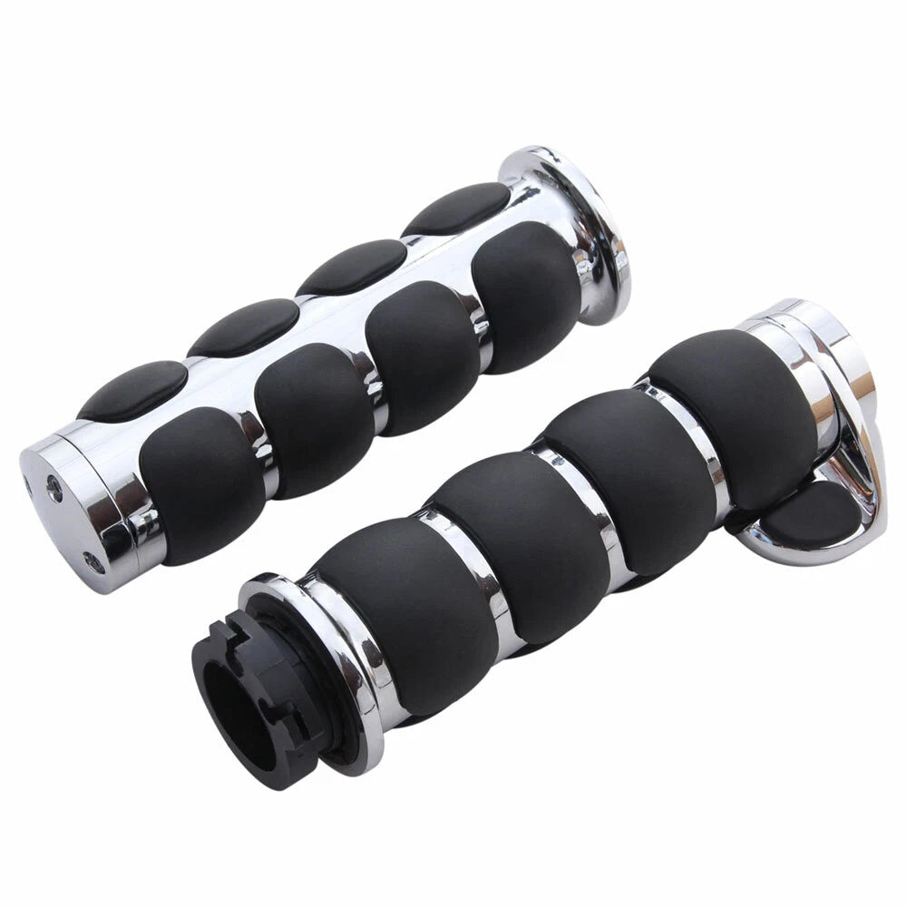 1" Motorcycle Chrome Handle Bar Hand Grips For Harley Touring Street Glide FLHX