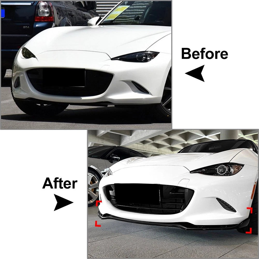 Carbon Fiber Look Front Bumper Lip Lower Splitter For Mazda MX-5 Miata ND 16-25
