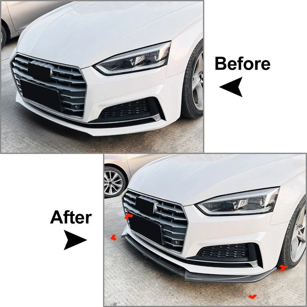 Carbon Fiber Black Front Bumper Lip Splitter Spoiler For Audi A5 S5 F5 2017-2020