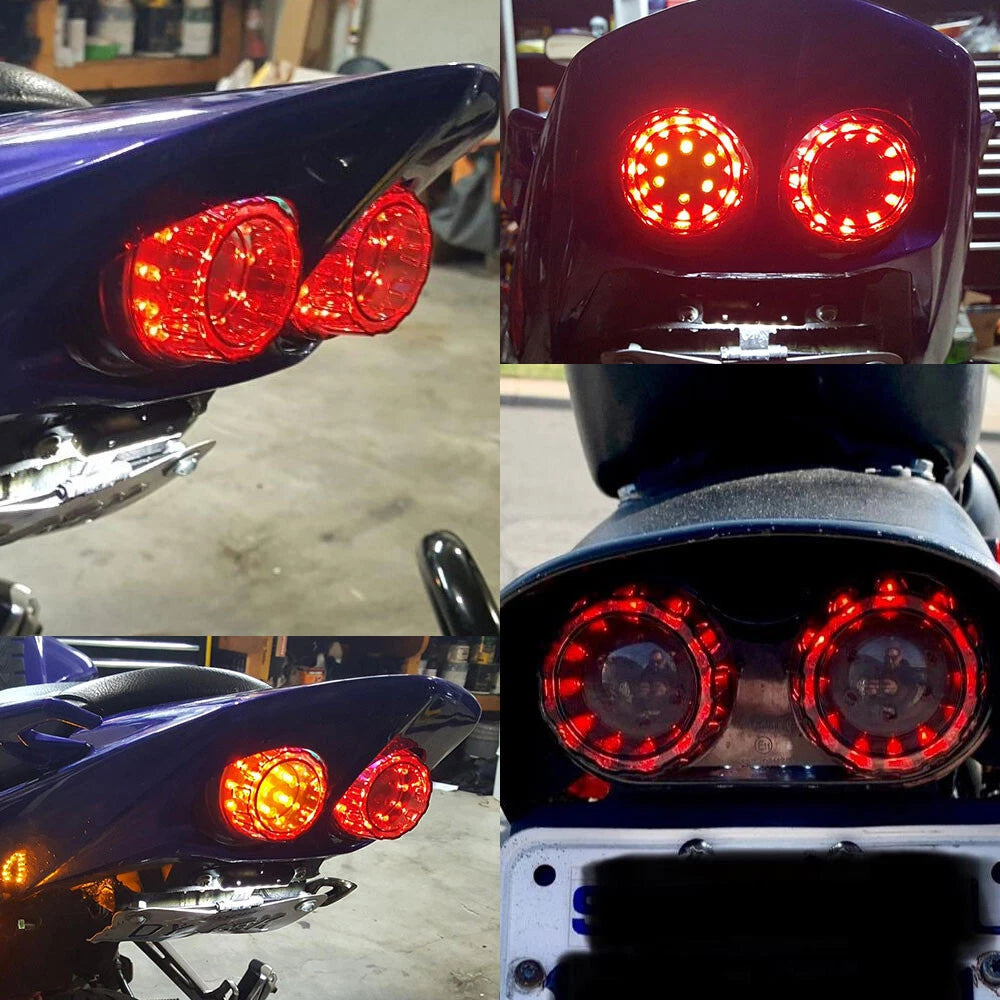 Universal Motorcycle Tail Lights LED Rear Brake Lamp Modification Indicators 12V