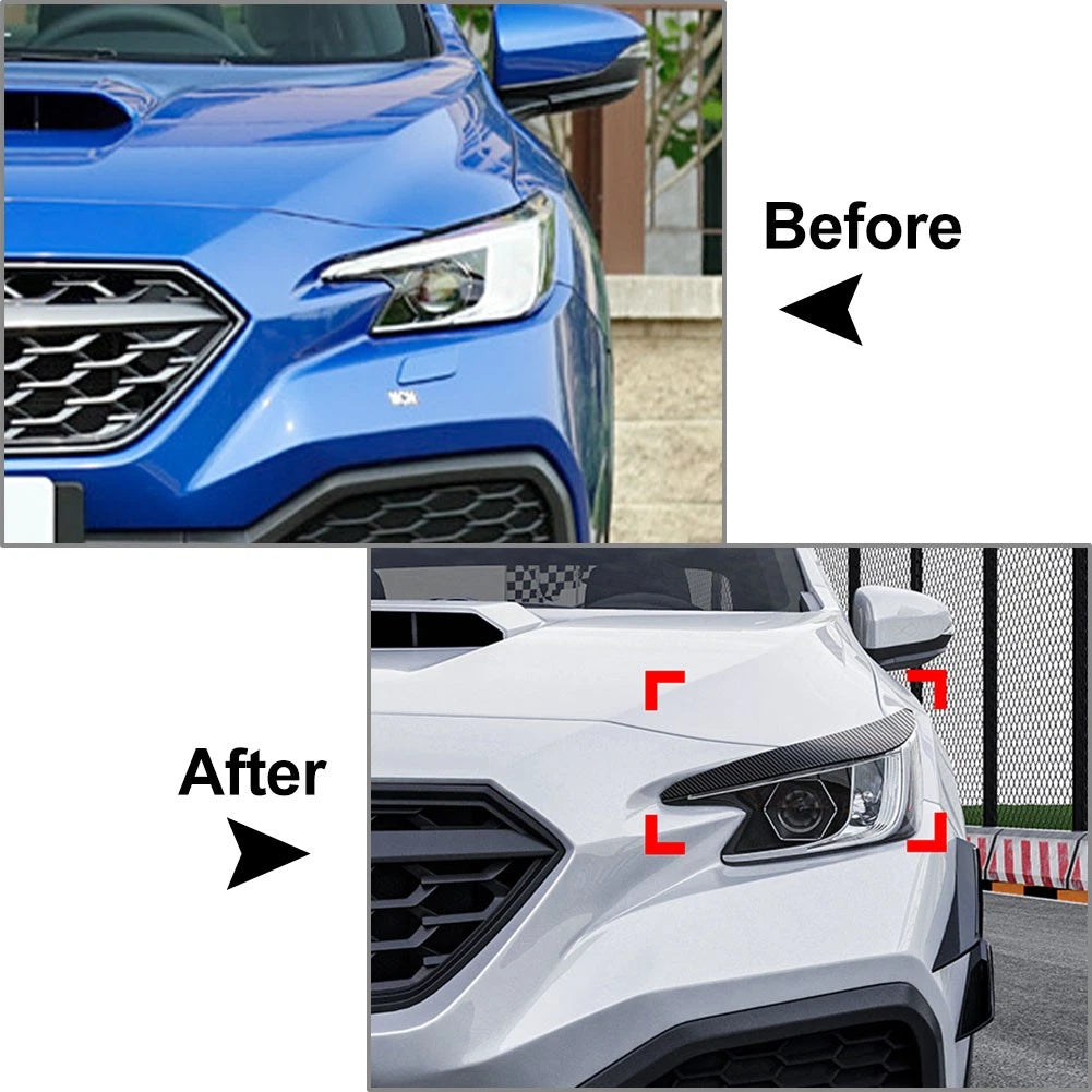 Headlight Eyebrow Eyelid Trim Carbon Fiber Black For Subaru WRX STI VB 2022-2025
