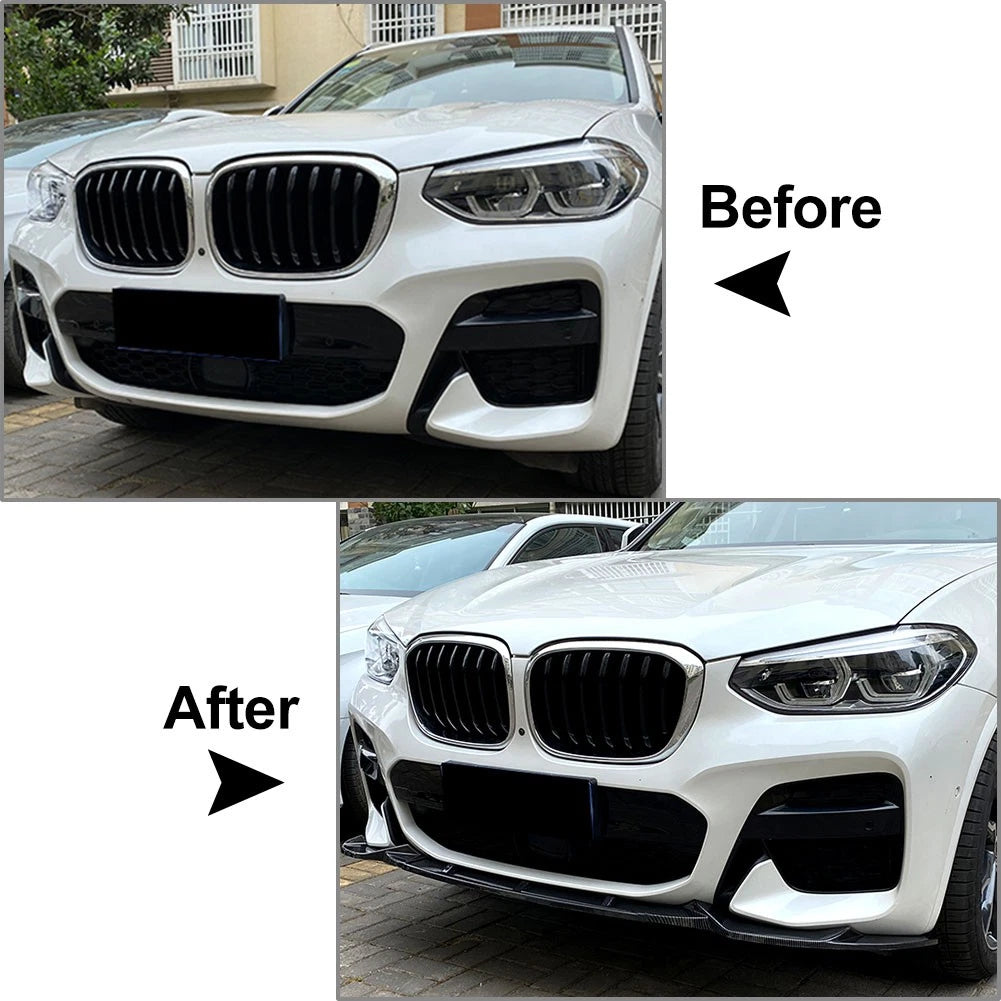 Glossy Black Front Bumper Lip Spoiler Splitters For BMW X3 G01 X4 G02 2018-2021