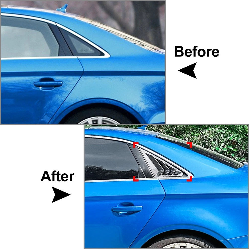 Glossy Blk Rear Window Louver Shutter Cover Trim For Audi A3 S3 8V Sedan 14-20