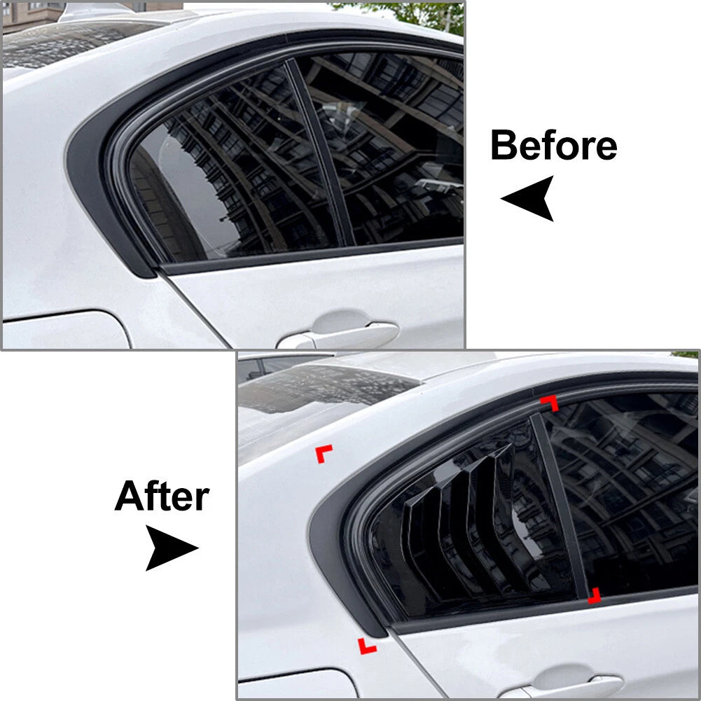 Rear Side Window Quarter Louver Trim For BMW 3 Series F30 2013-2019 Gloss Black
