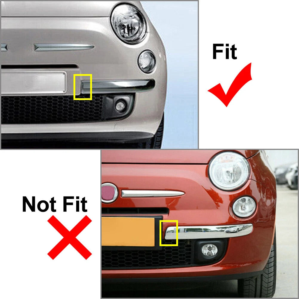 Front Lower Bumper Conner Panel Trim Cover Fit FIAT 500 2007-2015 Left Chrome