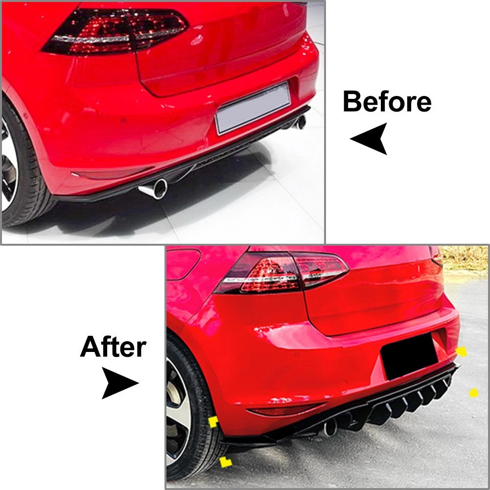 Rear Bumper Protector Spoiler Lip For VW Golf 7 Standard GTD 2014-2017 Black