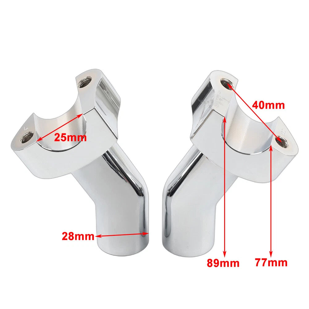 3 1/2" Pullback Handlebar Risers Fit Harley 1" Bar Dyna Softail Road King Chrome