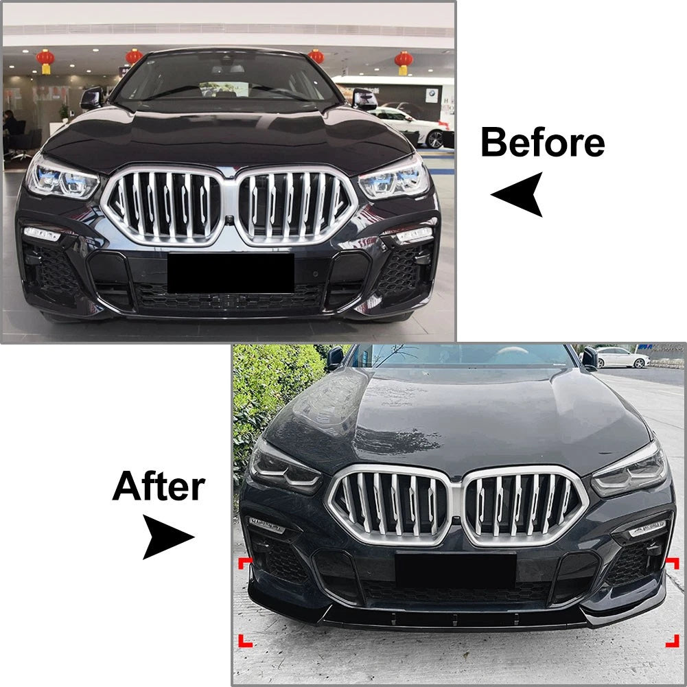 Carbon Fiber Look Front Bumper Splitter Lip For BMW X6 G06 M Sport 2019-2023