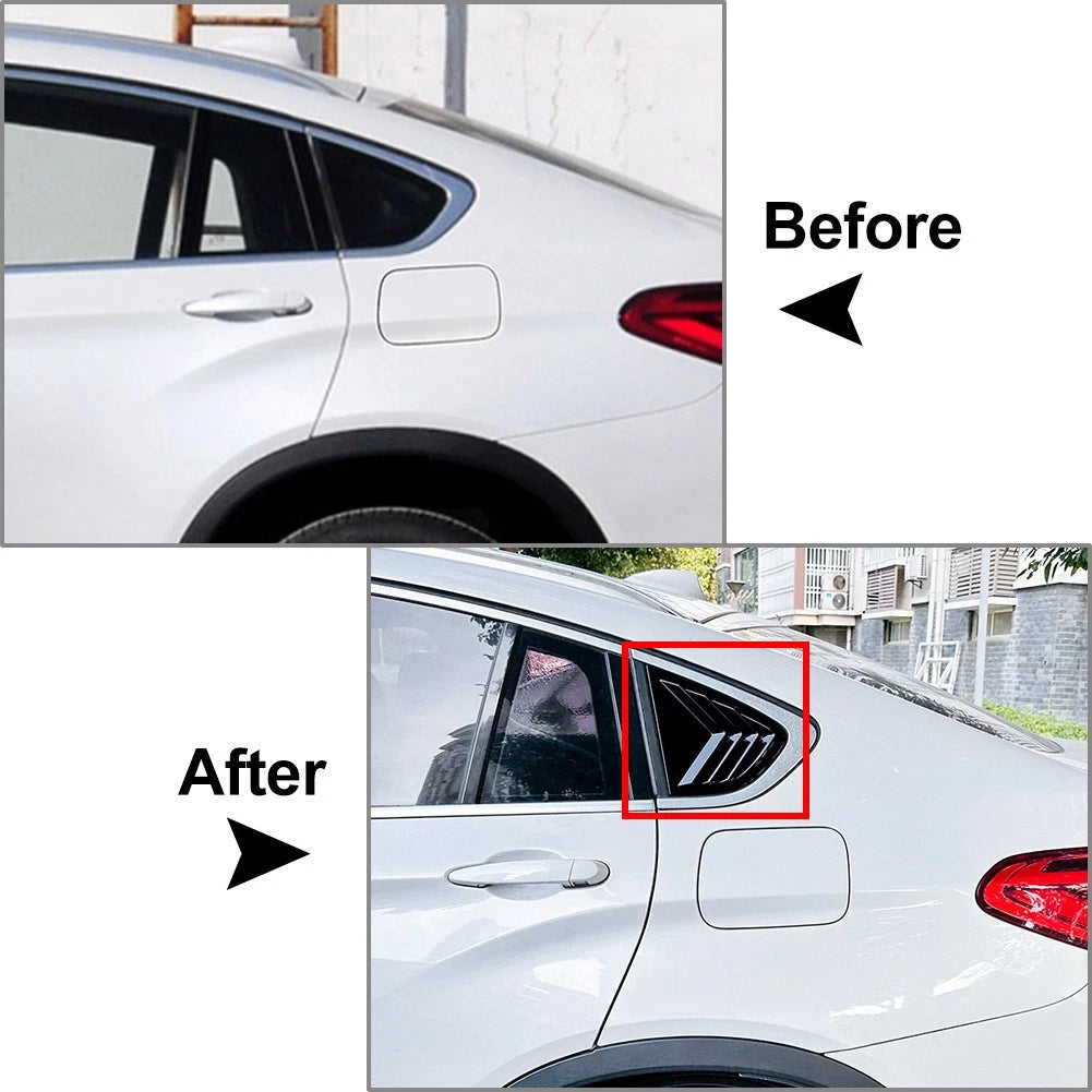 Glossy Black Rear Window Louver Shutter Cover Trim For BMW X4 F26 2014-2018