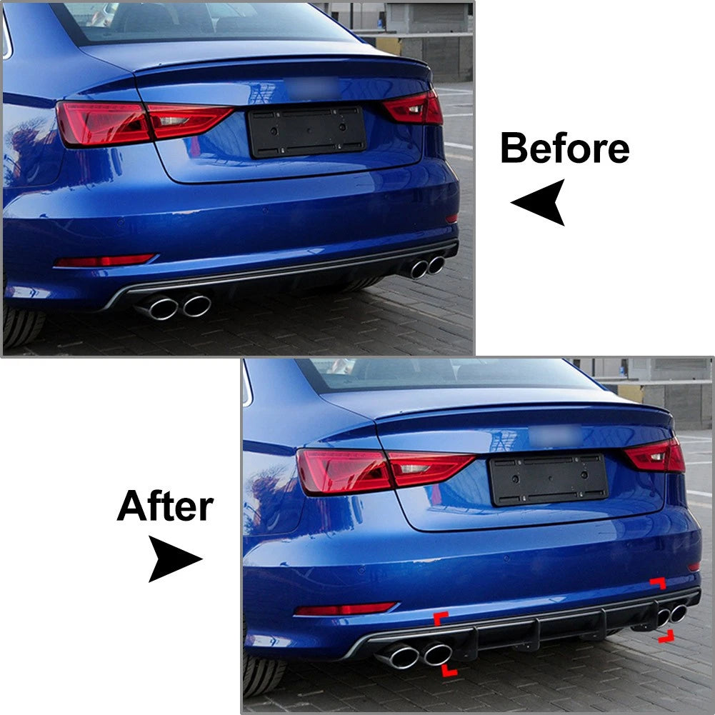 Rear Bumper Diffuser Rear Splitters For Audi S3 8V Sedan Pre-facelift 2013-2015