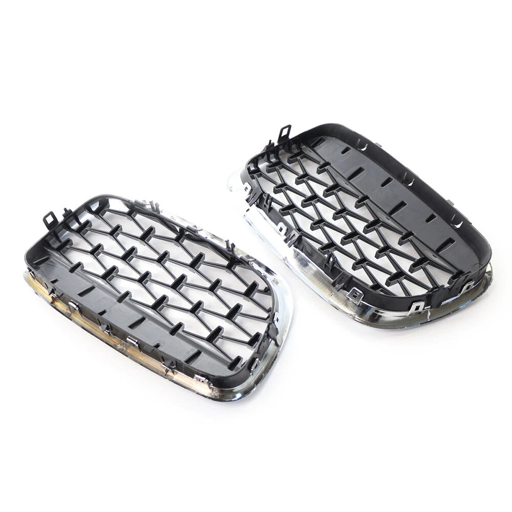 Front Kidney Grille Grill Diamond Style For BMW X5 E70 07-13 ABS Chrome 2pcs US