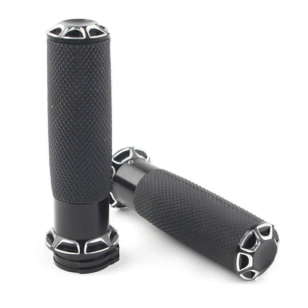 1" Handle Bar Hand Grips 25mm Black Fit Harley Touring Sportster XL883 XL1200
