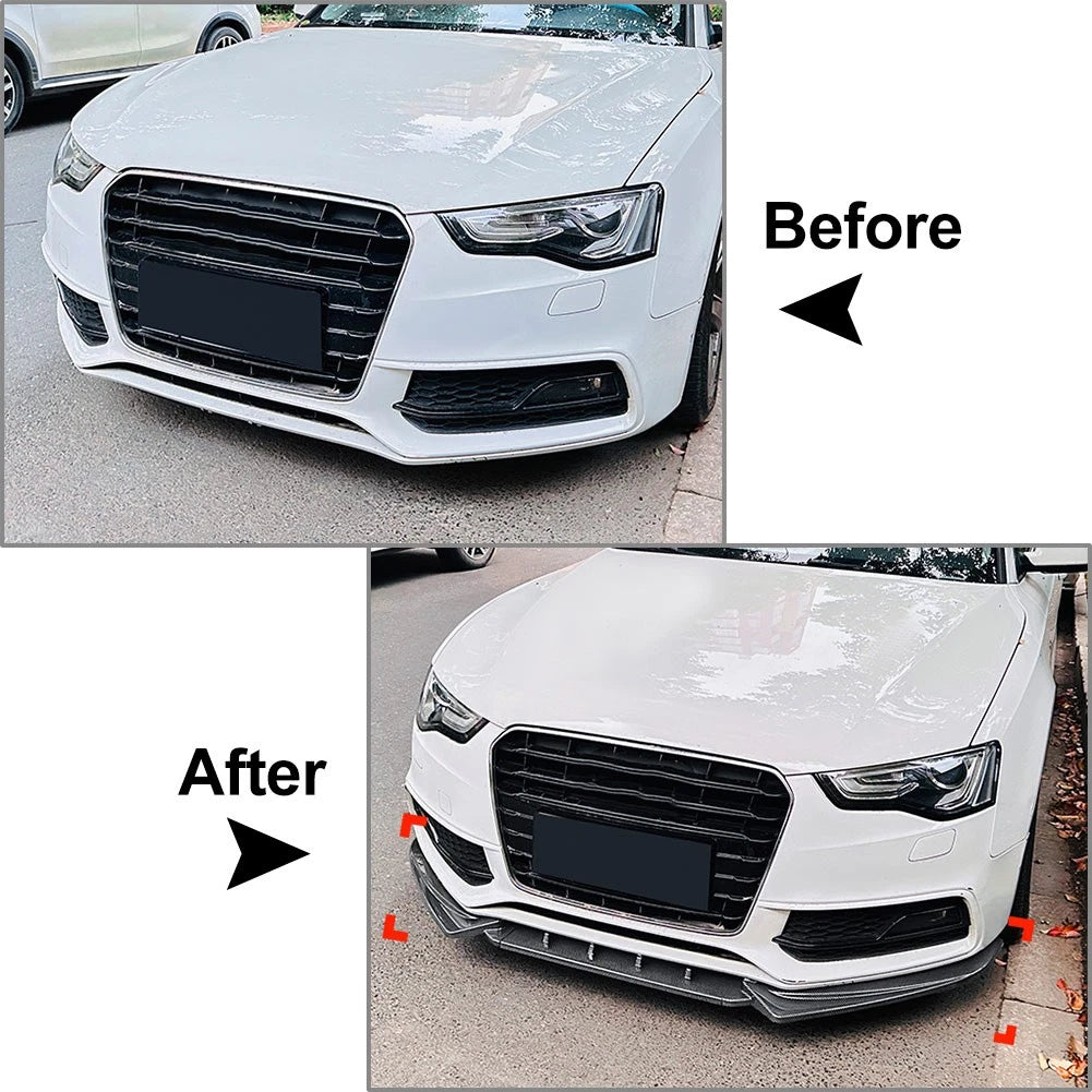 Glossy Black Front Bumper Lip Spoiler Splitter Body Kit For Audi A5 S5 8T 12-17