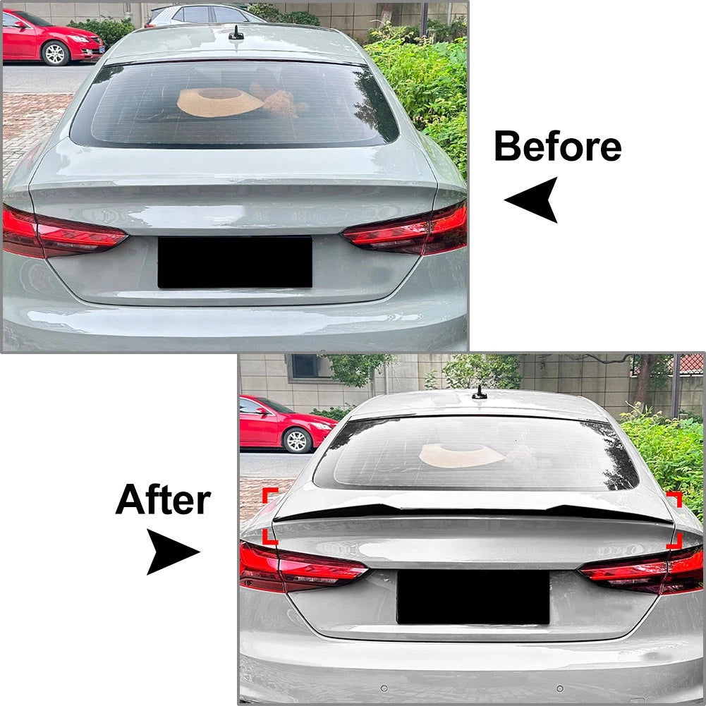 Carbon Look Rear Trunk Lip Spoiler Tail Wing For Audi A5 F5 Sportback 2017-2024