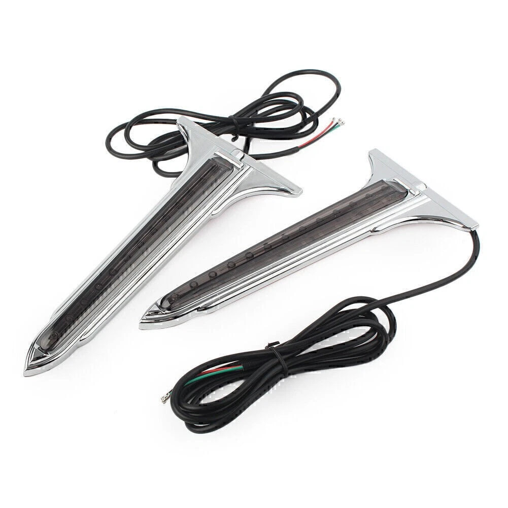 LED Rear Saddlebag Accents Light Smoke Lens For Harley Touring Road King Chrome