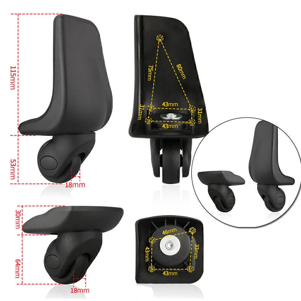360 Spinner Rear Luggage Wheel Suitcase Mute Swivel Casters Replacement 2pcs US