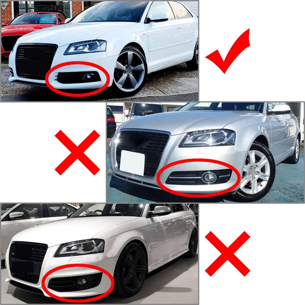 Front Bumper Radiator Honeycomb Grille Fog Light Cover For Audi A3 8P 2009-2012