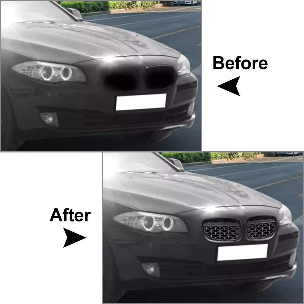 Front Kidney Grill Diamond Grille For BMW 5 Series F18 F10 2010-2017