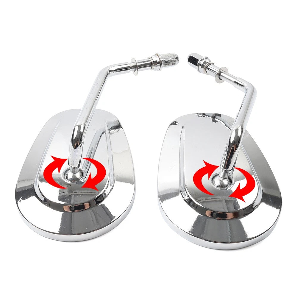 Chrome Motorcycle Short Stem Rearview Side Mirrors For Harley Electra Glide FLHT